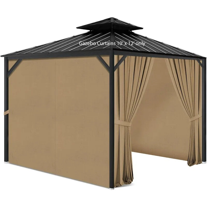 Gazebo Privacy Curtains with Zipper 4-Panels, Side Wall Universal Replacement for Patio.