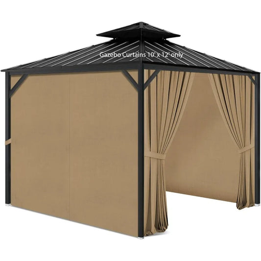 Gazebo Privacy Curtains with Zipper 4-Panels, Side Wall Universal Replacement for Patio.