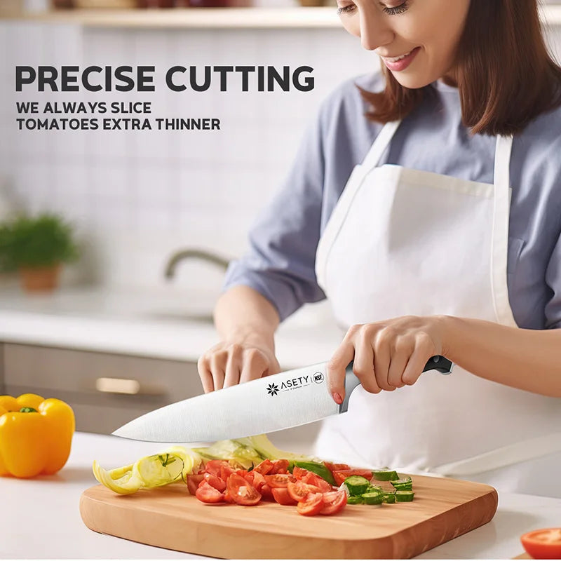 15 PCS Kitchen Knife Set, With Built-in Knife Sharpener Block, Professional Stainless Steel Knife Set.