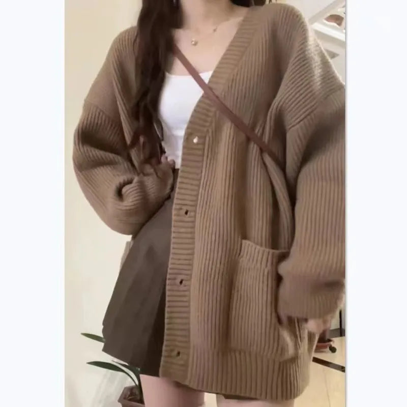 Women Cardigan Sweater, Fashion Long Sleeve V-neck  Casual Sweater.