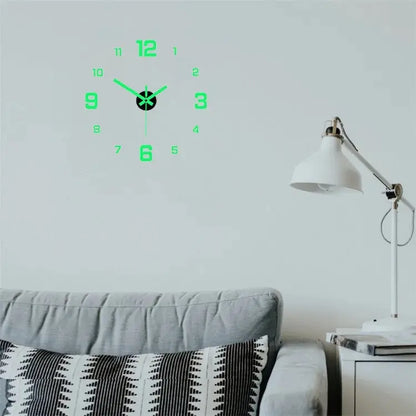 EW Creative Simple Luminous Digital Clock  Study, Living Room ,Punch-Free Wall Sticker Clock.