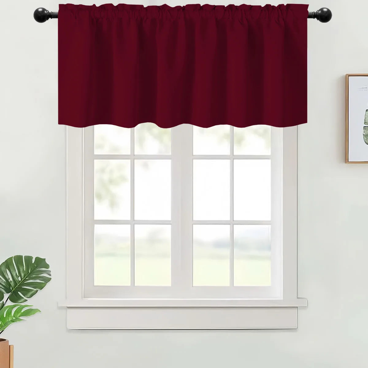 1PC, Valance Curtains Blackout Thermal Insulated Rod Pocket.