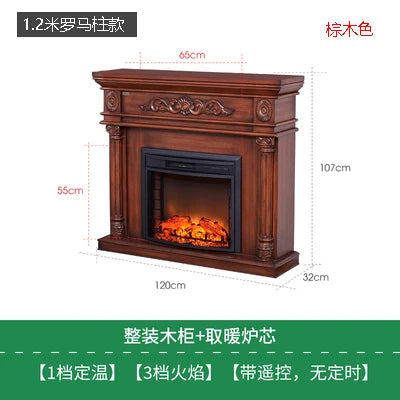 Natural Wood Living Room Fireplace Rustic  Decoration