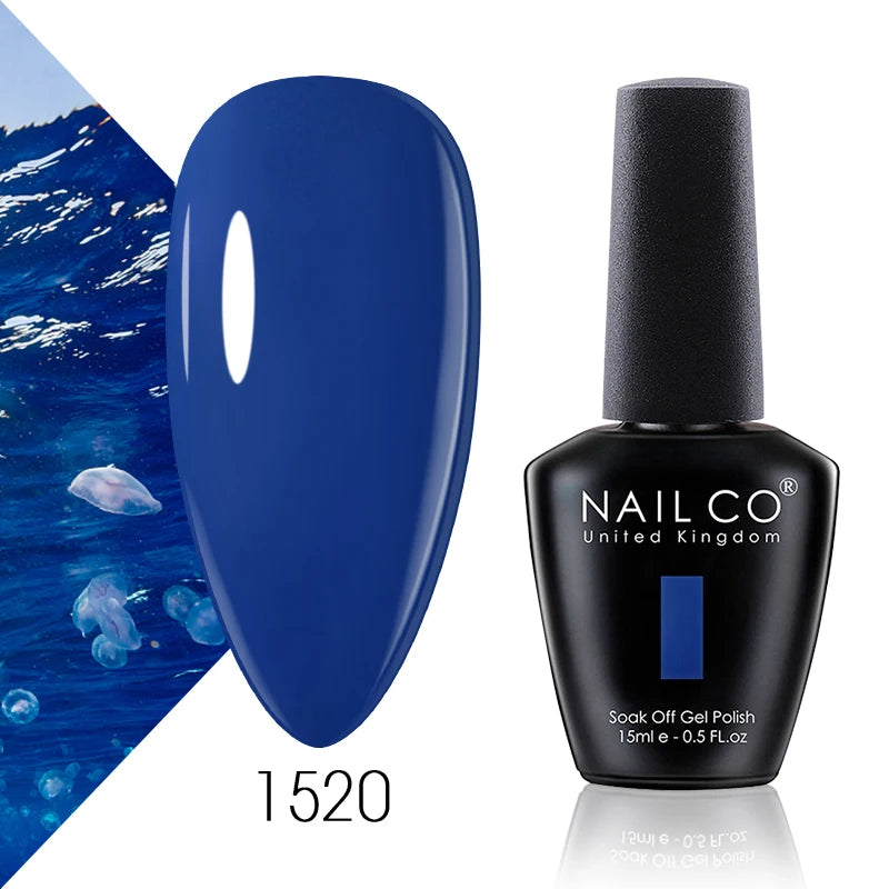 NAILCO 15ml Color Gel Nail Polish Soak Off, Hybrid Varnishes Manicure, UV&LED Nail Gel Semi Permanent Lacquer Base Top Coat.