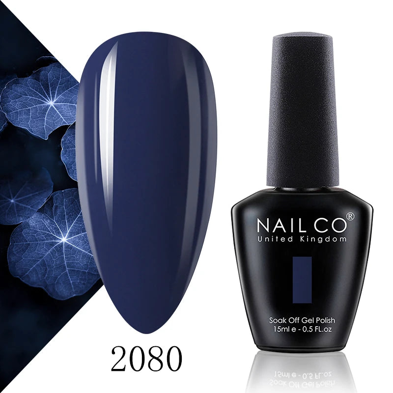 NAILCO 15ml Color Gel Nail Polish Soak Off, Hybrid Varnishes Manicure, UV&LED Nail Gel Semi Permanent Lacquer Base Top Coat.