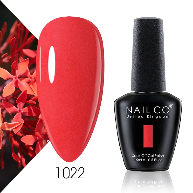 NAILCO 15ml Color Gel Nail Polish Soak Off, Hybrid Varnishes Manicure, UV&LED Nail Gel Semi Permanent Lacquer Base Top Coat.