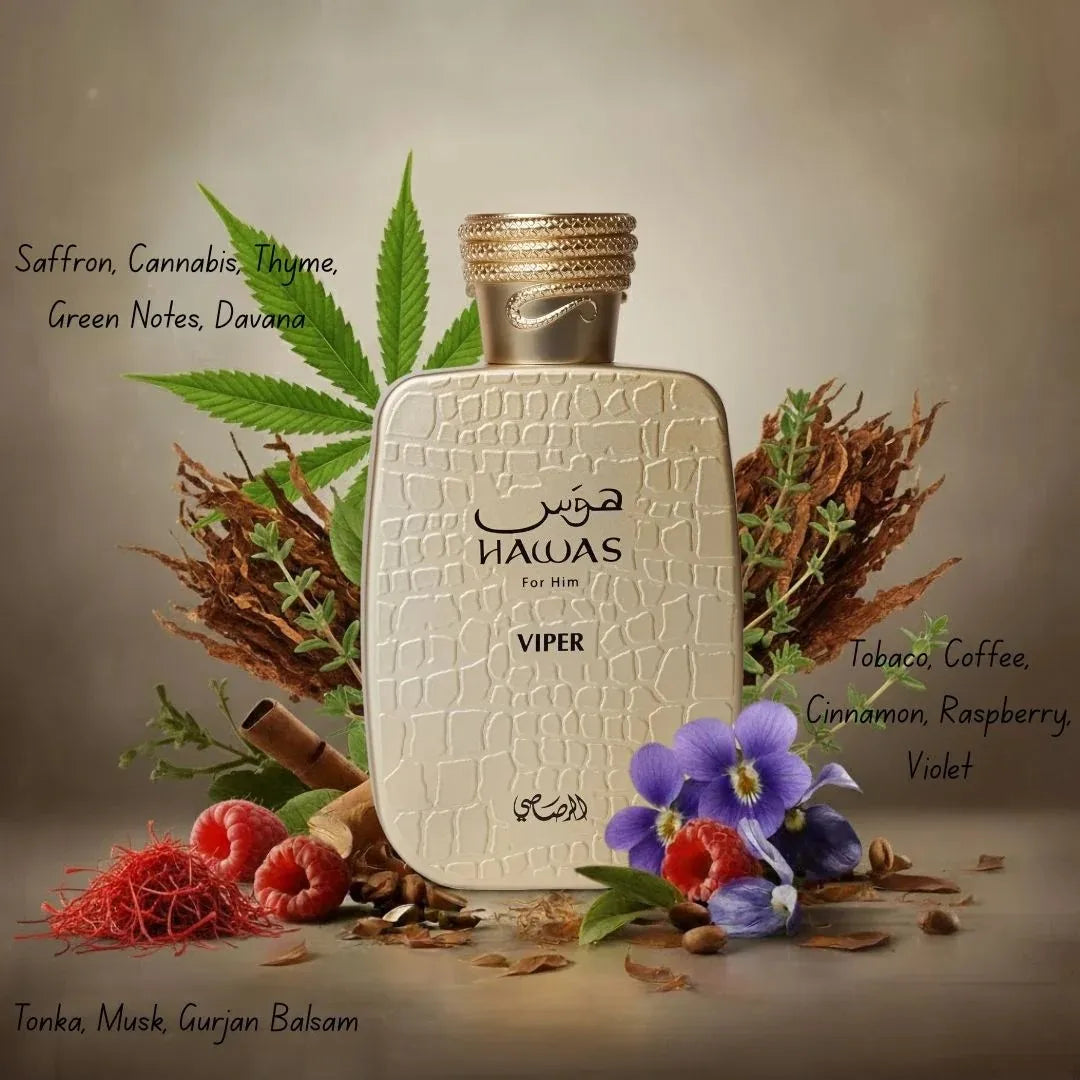 Hawas Viper Fragrance for Men: 3.38 FL OZ EDP, Long-Lasting Intense Aroma