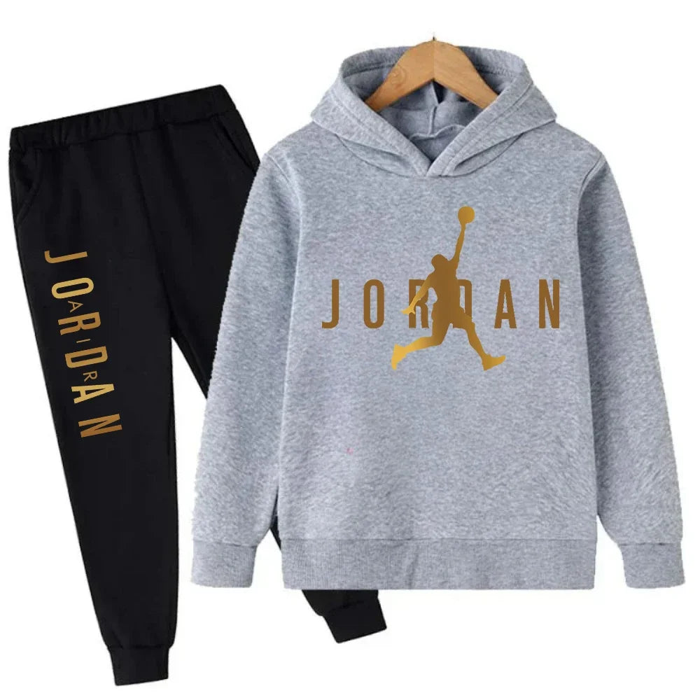 Warm Slam Dunk Master Pattern Printed Children Set, Hoodie+Pant Suit 2pcs Set.