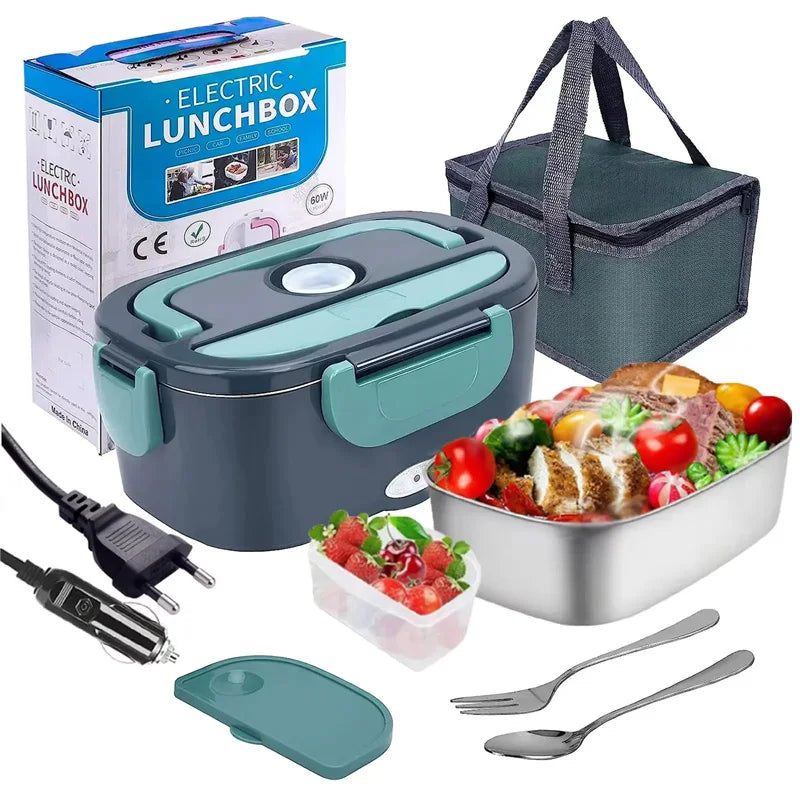 1.5L 60W Electric Lunch Box, Portable Food Warmer Leak Proof Heating Container, for Car, Home Office Use Meal Prep.