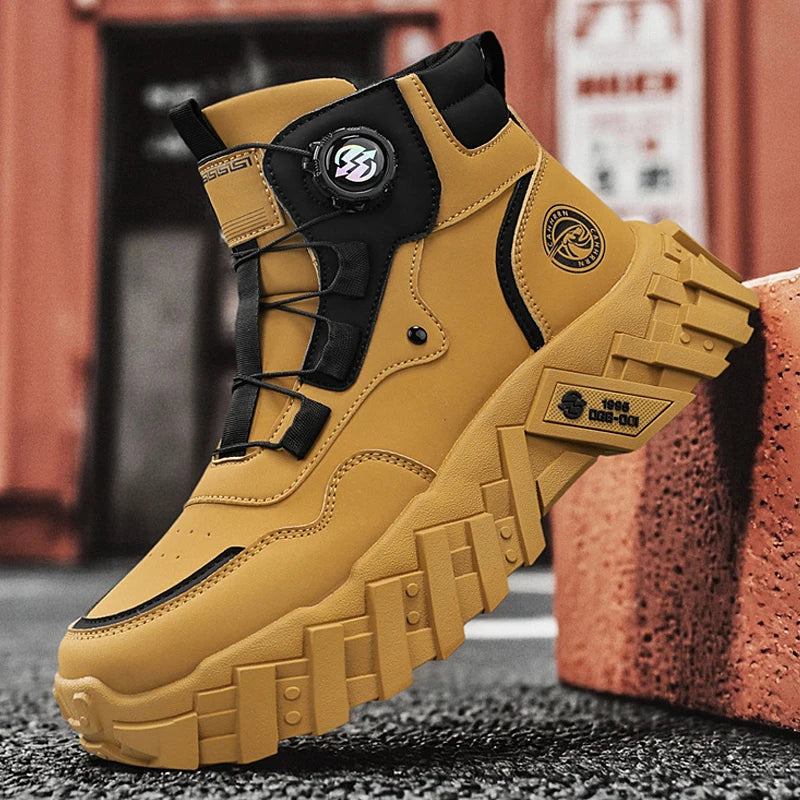 Men Combat Tactical Boots with Straps for Training Waterproof  Multifunctional  Outdoor Hiking Shoes