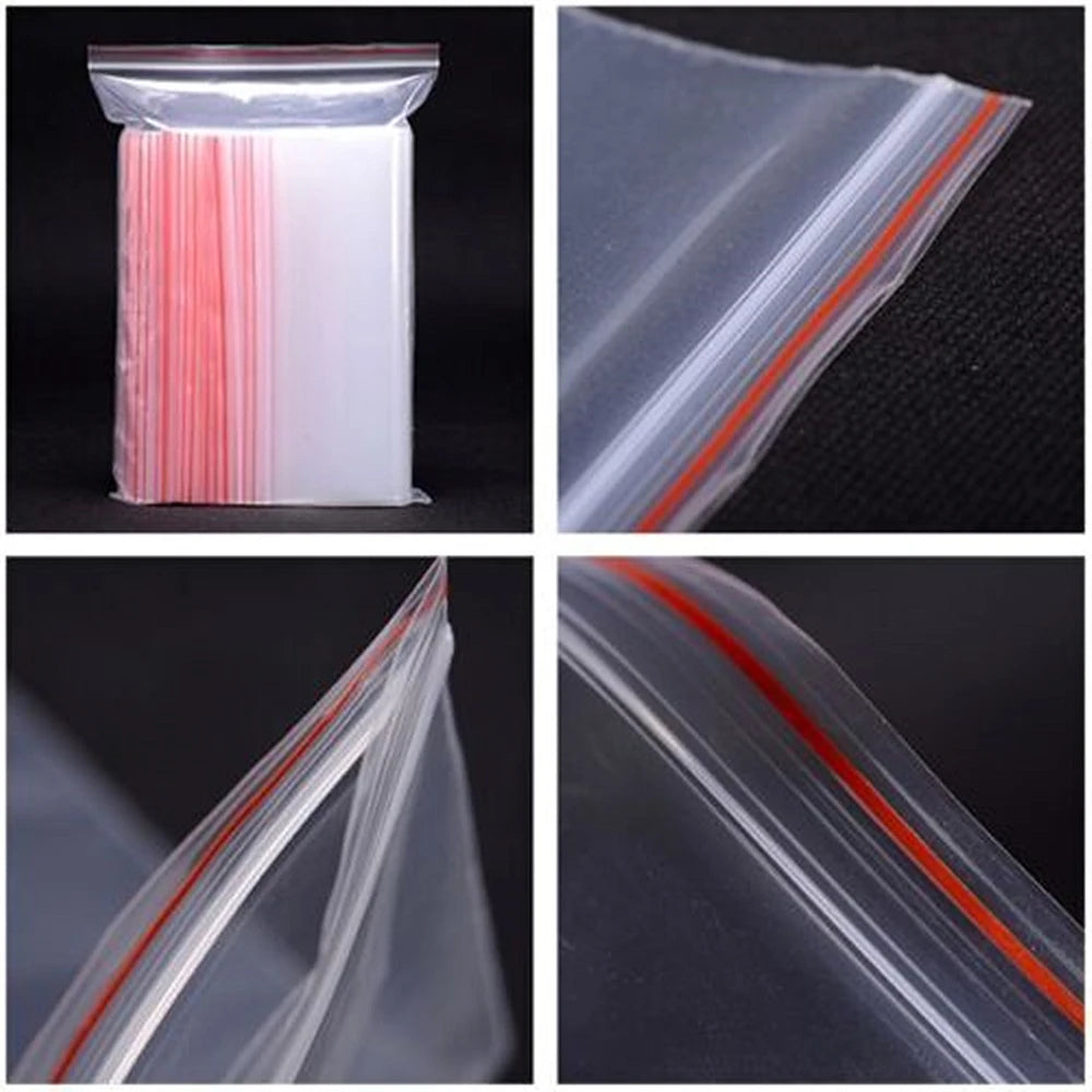 100 Pcs/Pack Small Zip Lock Plastic Bags recloseable Storage Bag  Clear Bags