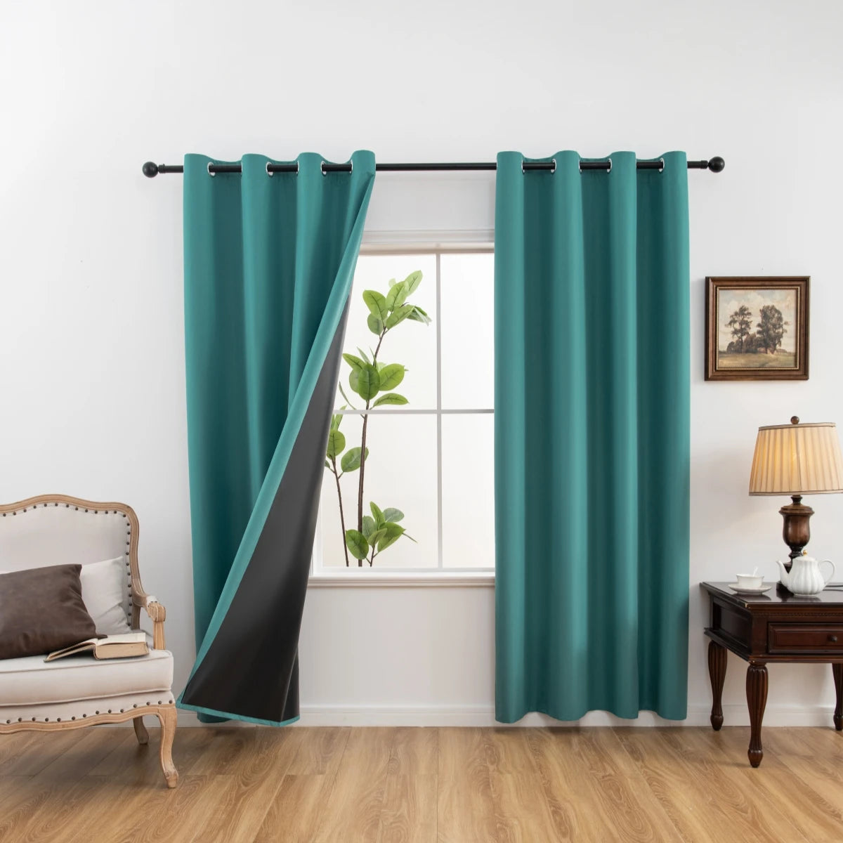 1panel Solid 100% Blackout Curtains with Grommets, Total Privacy Drapes for Bedroom, Living Room, Home Decor.