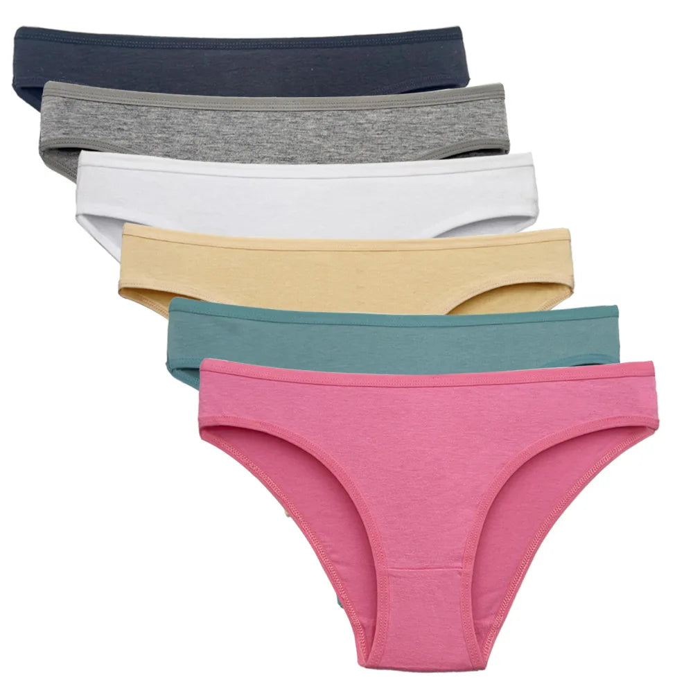 5 Pcs/Set Women Cotton Panties Sexy Lace Low Waist Underwear Girls Briefs M-XL.