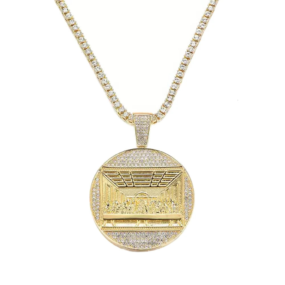 New Last Supper Pendant Chain Necklace, With 14mm Iced Out Fashion Hip Hop Men Charm Pendant.