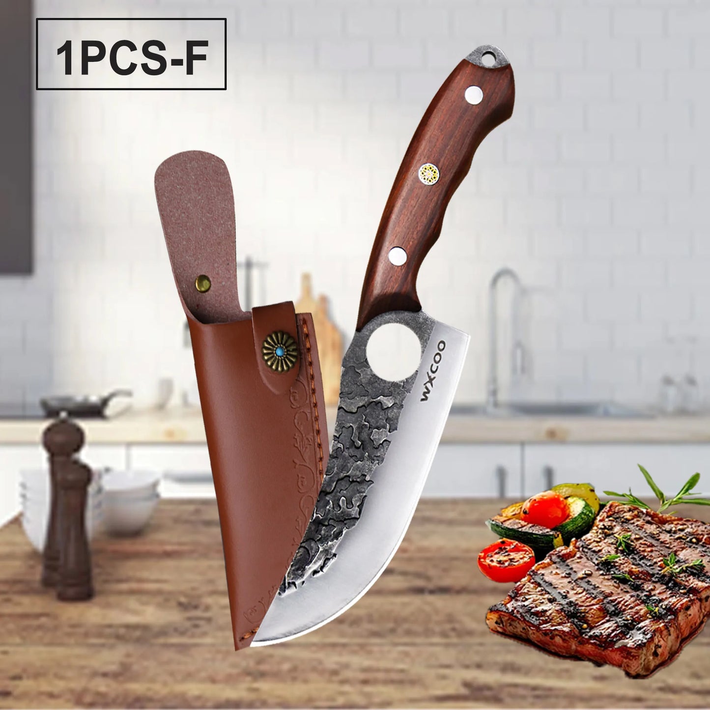 Professional Kitchen Forged Knife BBQ Cooking Chef Knives Wooden Handle Meat Cleaver Fruit Cutter Boning Knife Kitchen Supplies