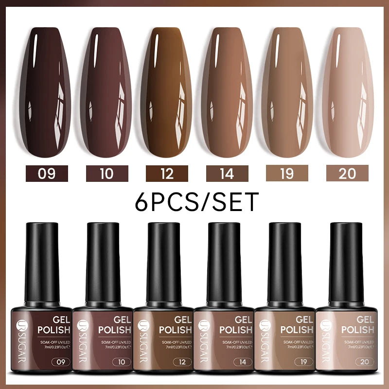 7ml All Season Gel Nail Polish Set, Nude Pink, Red Glitter, Semi Permanent UV Gel Kits.