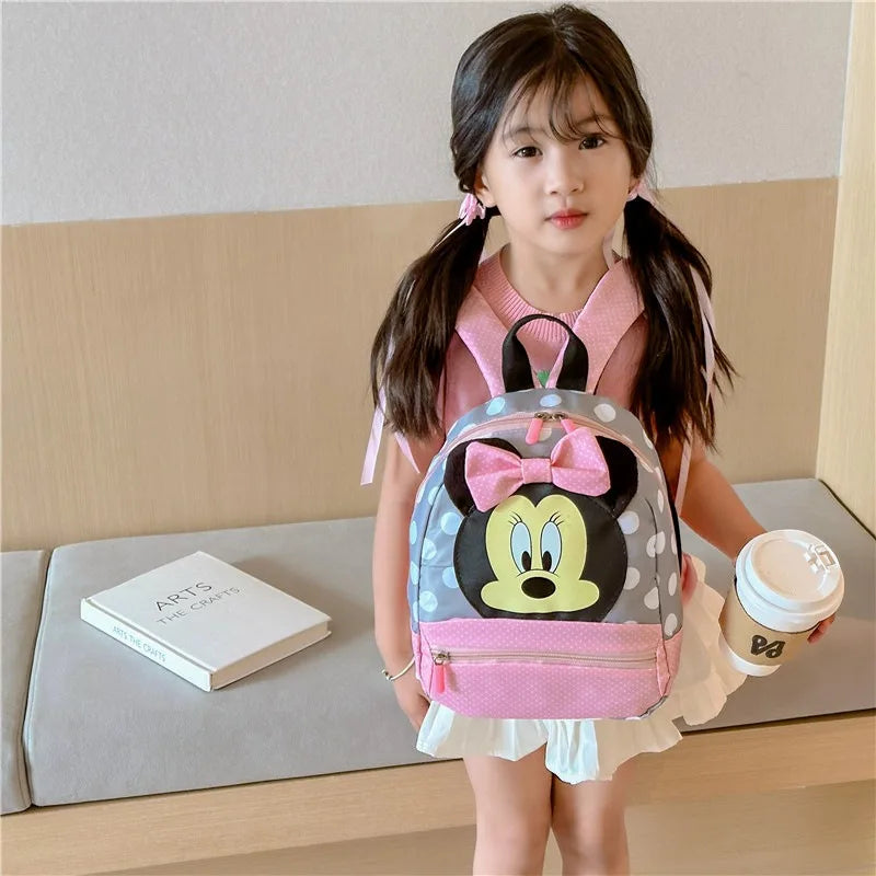 Disney Cartoon Backpack For Baby Boys Girls, Minnie Mickey Mouse Children Schoolbag.