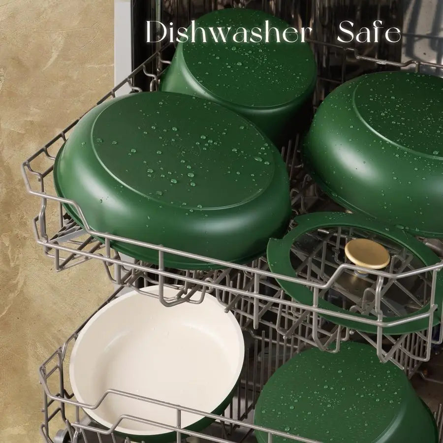 21Pcs Ceramic Cookware Set, Pots and Pans Non stick, Non Toxic Cookware Detachable Handle.