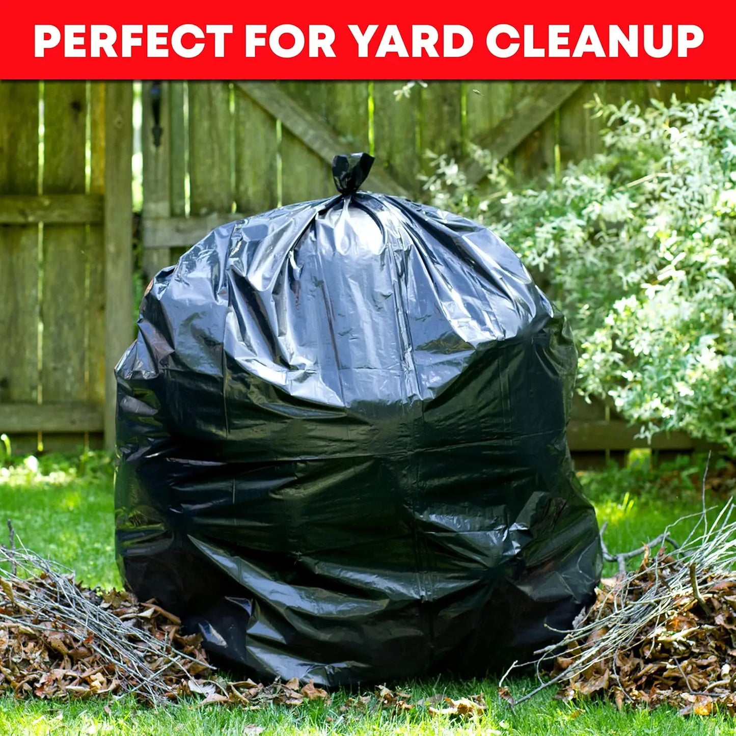 64 Gallon Heavy Duty Trash Bags Value Pack with Ties, Large Black Industrial Garbage Bags for 60-65 Gallon.
