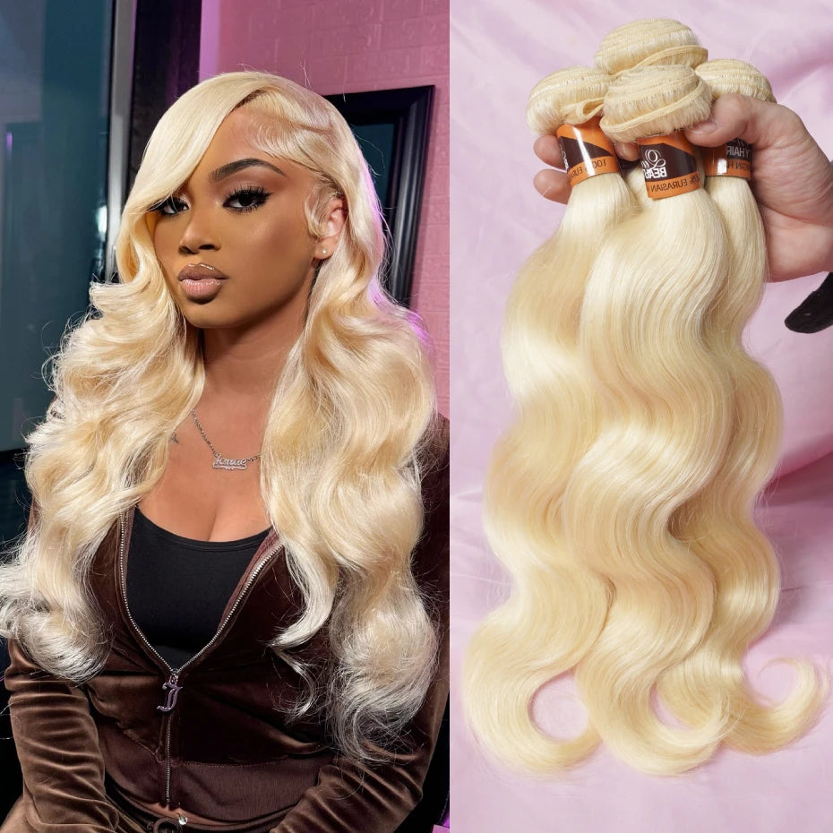 30 40 Inches 613 Honey Blonde Bundles, 100% Human Hair Weave Bundles, Double Track Peruvian Body Wave Bundles ,Human Hair Extension.