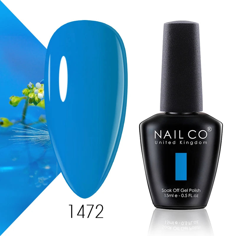 NAILCO 15ml Color Gel Nail Polish Soak Off, Hybrid Varnishes Manicure, UV&LED Nail Gel Semi Permanent Lacquer Base Top Coat.