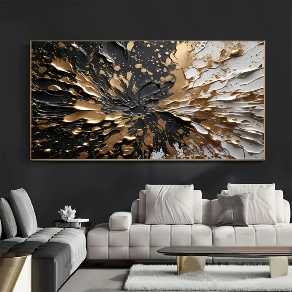 abstract black gold ink splash texture wall mural