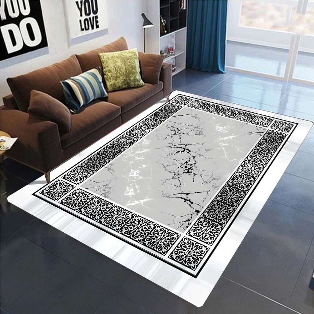 Gold Black Geometric Carpets, Nordic Luxury Living Room Rugs, for Bedroom, Sofa Table, Beside Large Area Rug.