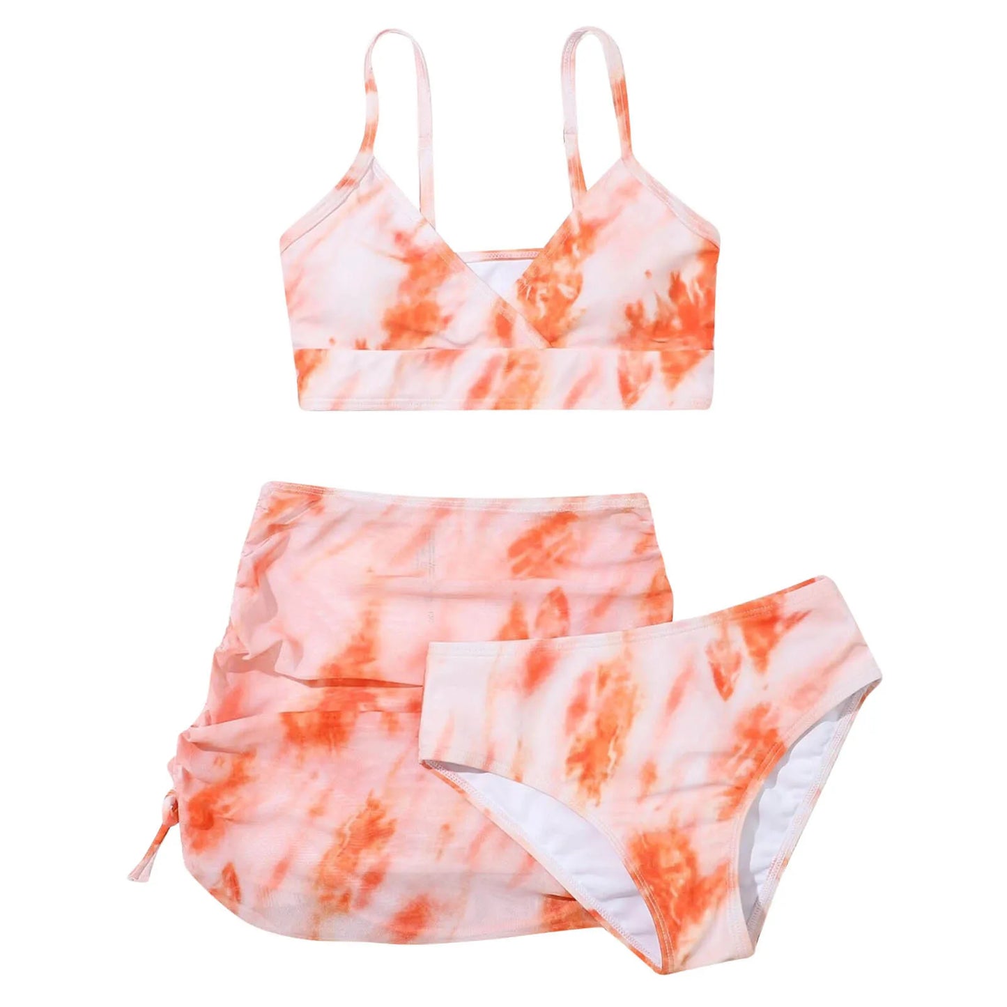 Girls 3pack Tie Dye Print Bikini Sets Kids Swimsuit & skirts 7-14 Years Children's Swimwear 2024 Teens Child Girl Bathing Suit