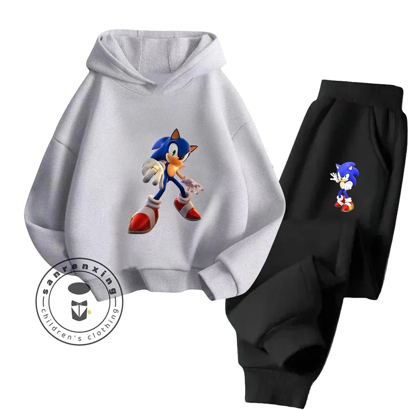 Sonic 2D Cartoon Printed Hoodie Set, 2025 Fashion For Kids, Teens, Boys, Girls Casual Autumn Winter wear.
