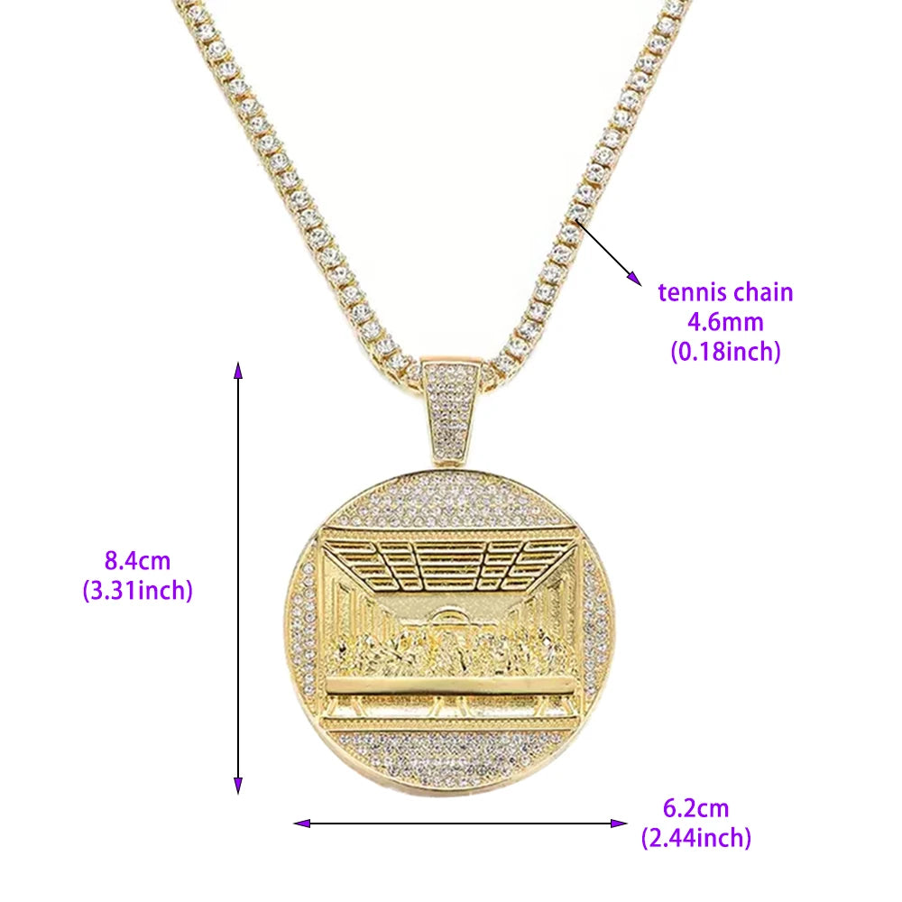 New Last Supper Pendant Chain Necklace, With 14mm Iced Out Fashion Hip Hop Men Charm Pendant.