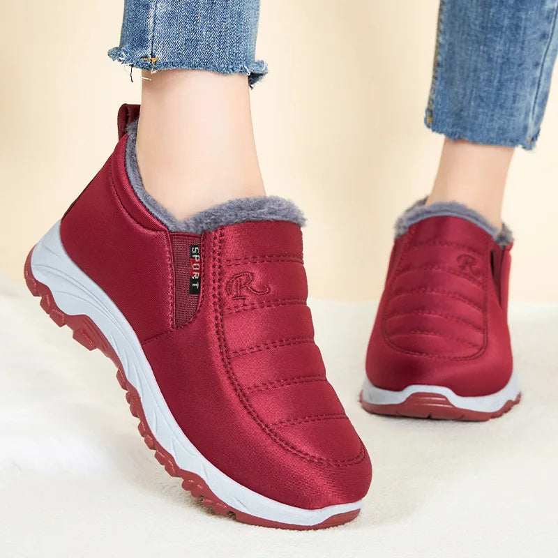 Thickened Fleece Lined Winter Boots Women, New Style Casual round Toe Flat Heel Walking Boots.