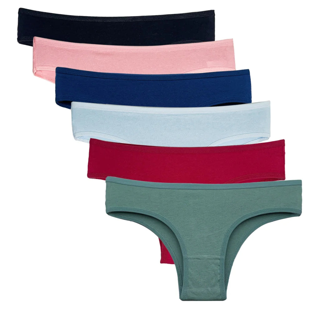 5 Pcs/Set Women Cotton Panties Sexy Lace Low Waist Underwear Girls Briefs M-XL.