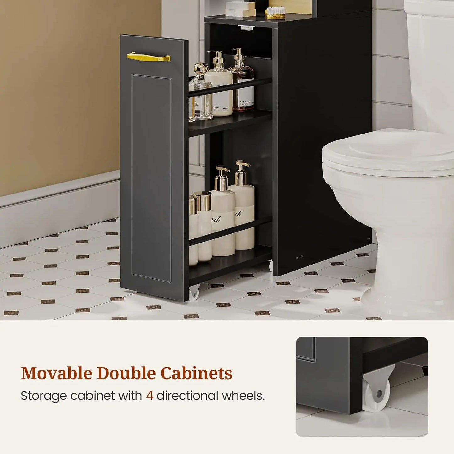 Over The Toilet Storage Cabinet with Pulley, Small Bathroom Storage Cabinet.