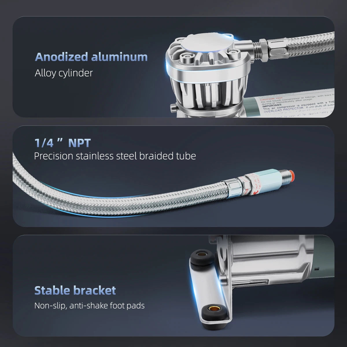 Industrial grade small air compressor,12V/24V 150,PSI,IP67,Filter.