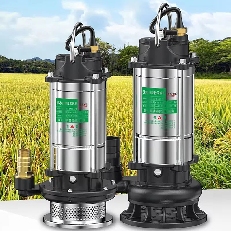220V Submersible Pump Agricultural Pumping, Garden Tools, Drainage, Irrigation, Self-priming Sewage Pump Stainless Steel.
