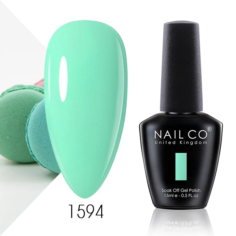 NAILCO 15ml Color Gel Nail Polish Soak Off, Hybrid Varnishes Manicure, UV&LED Nail Gel Semi Permanent Lacquer Base Top Coat.