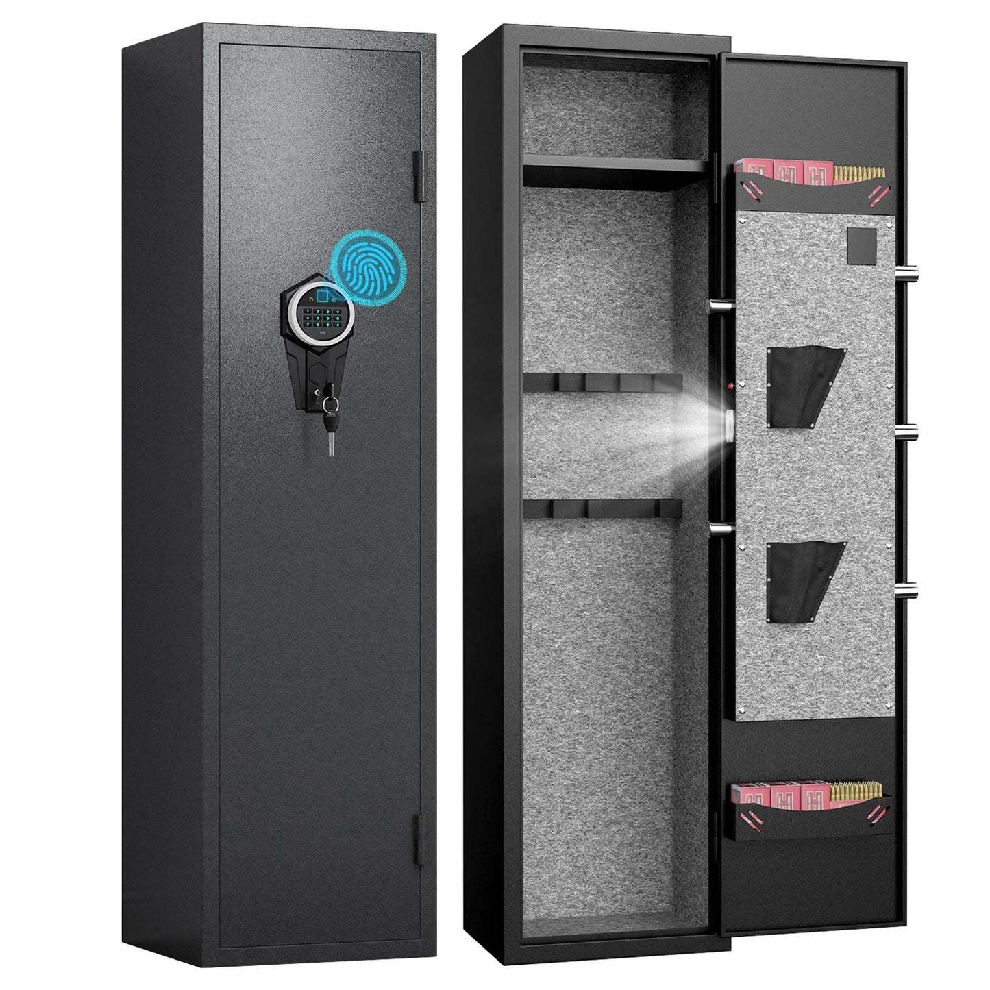 Biometric Gun Safe, Quick Access Rifle Gun Safe with Silent Mode Alarm System.
