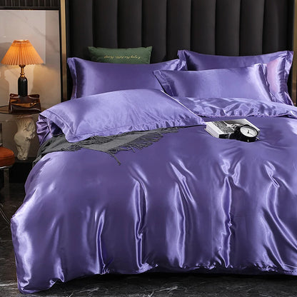 Luxury Satin  Bedding  With Fitted Sheet, Duvet Cover ,High End Bedding Sets