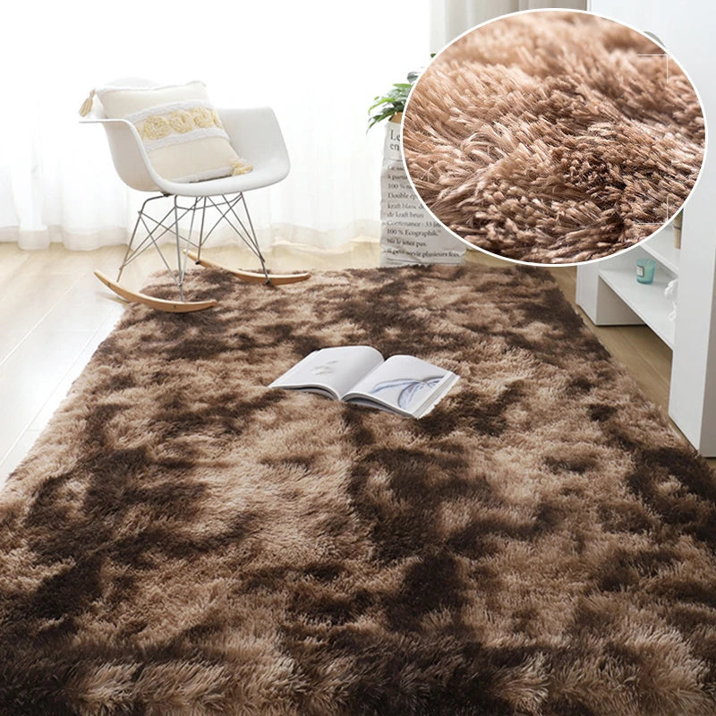 Tapis gris pour salon, tapis moelleux antidérapants pour chambre à coucher.
