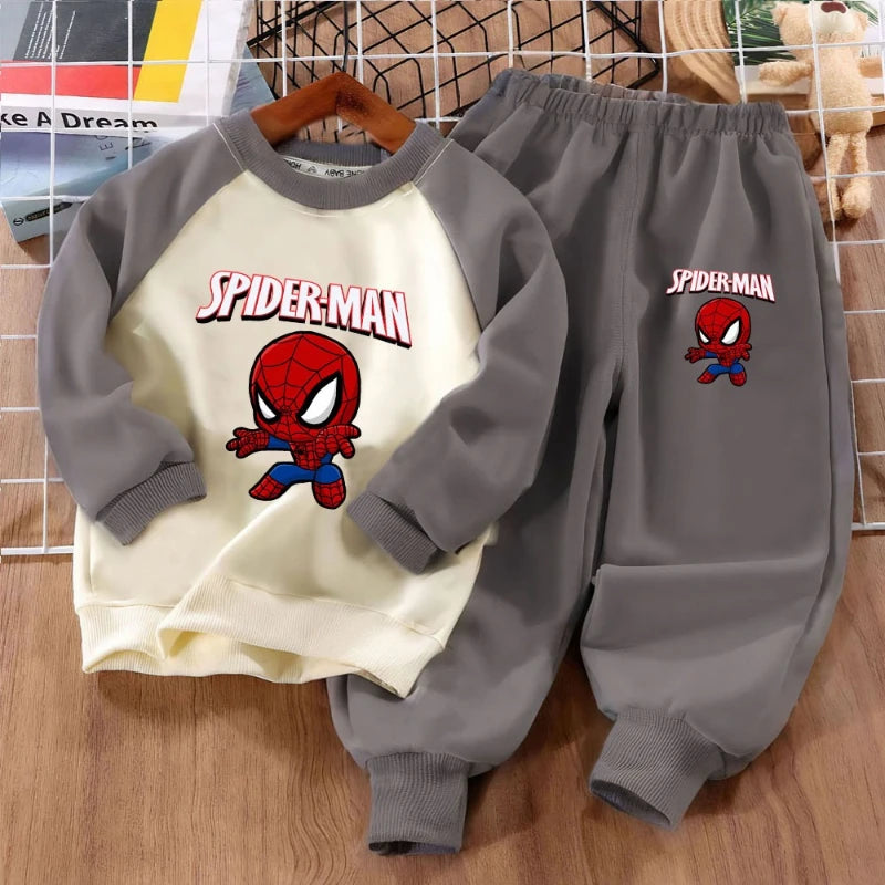 Spiderman Print Boys Spliced Sweatshirt 2-piece Sets, Kids O Neck Hoodies and Long Pant.