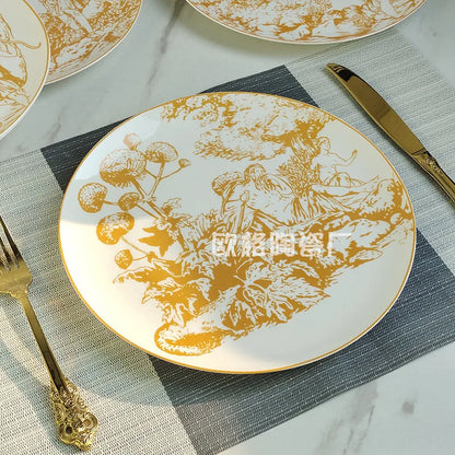 Dinner Plate Six Plates of Dishes,  Color Drawing Ceramic