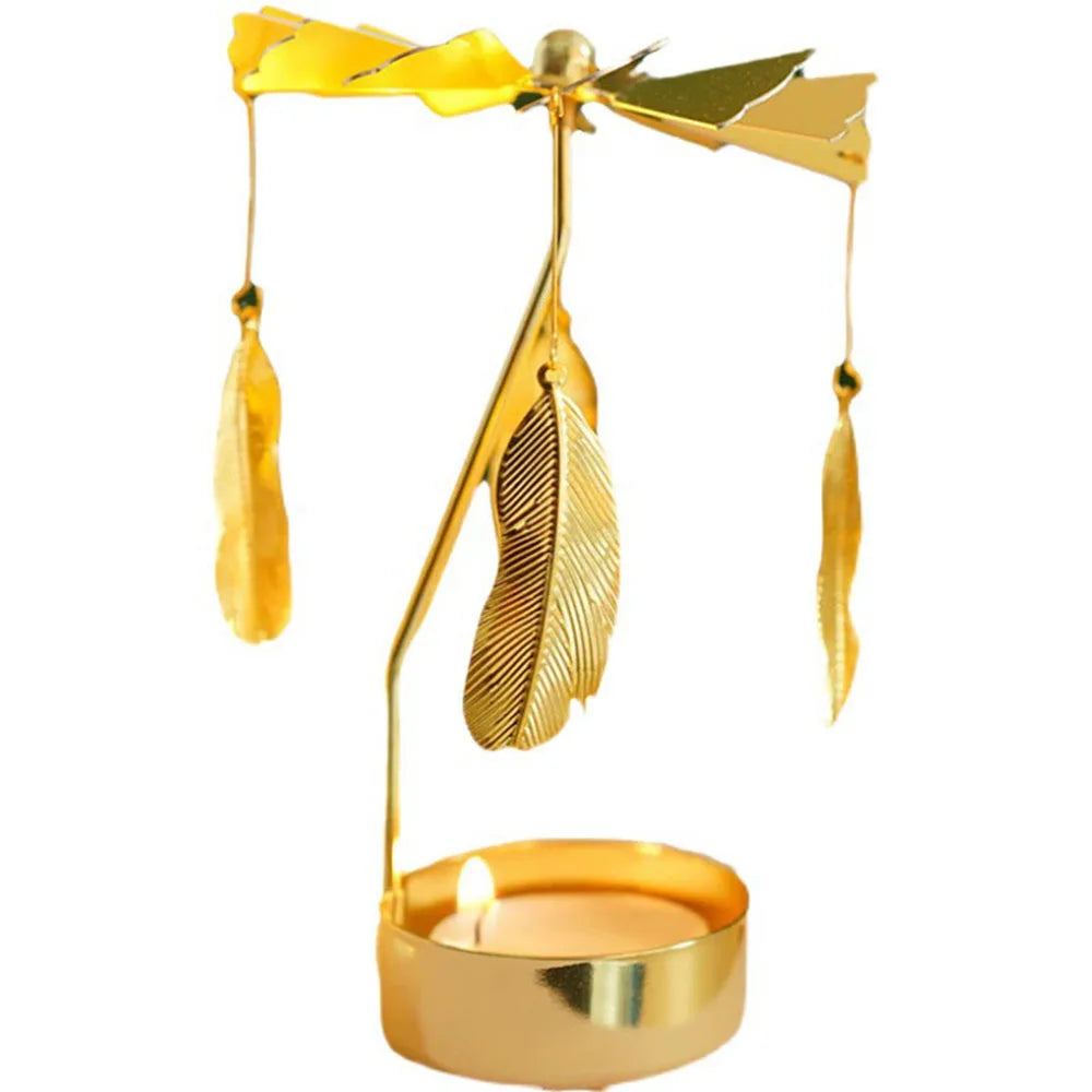 Spinning Tealight Holder, Aluminum Alloy Carousel Heat Powered, Rotating Candle Display.