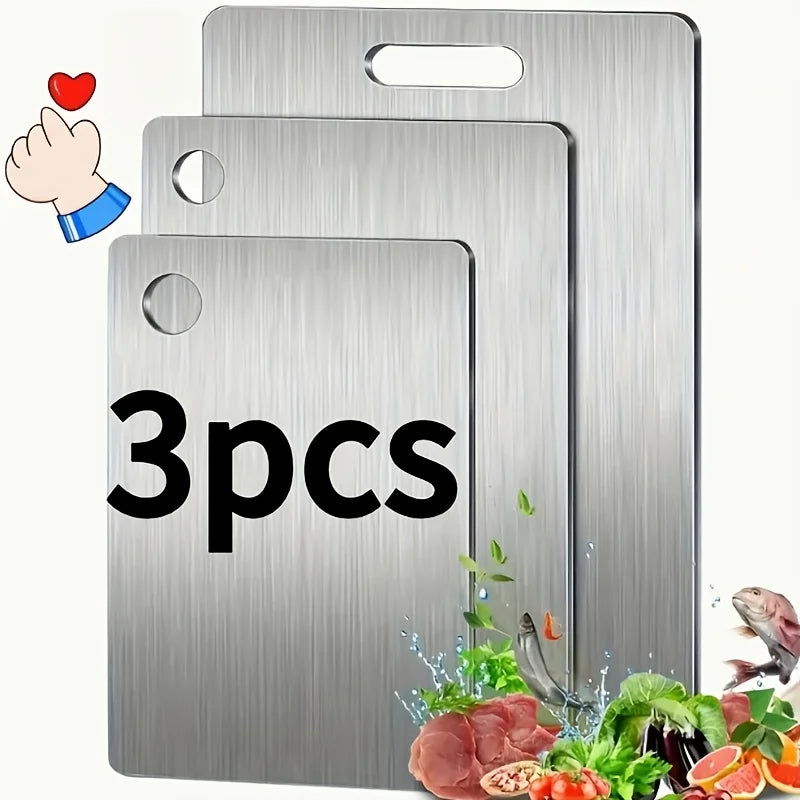 Stainless Steel 3pcs Cutting Boards -Dishwasher Safe  Kitchen Boards w/Juice Groove