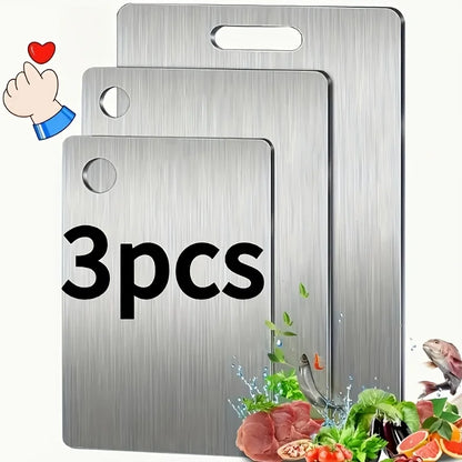 Stainless Steel 3pcs Cutting Boards -Dishwasher Safe  Kitchen Boards w/Juice Groove