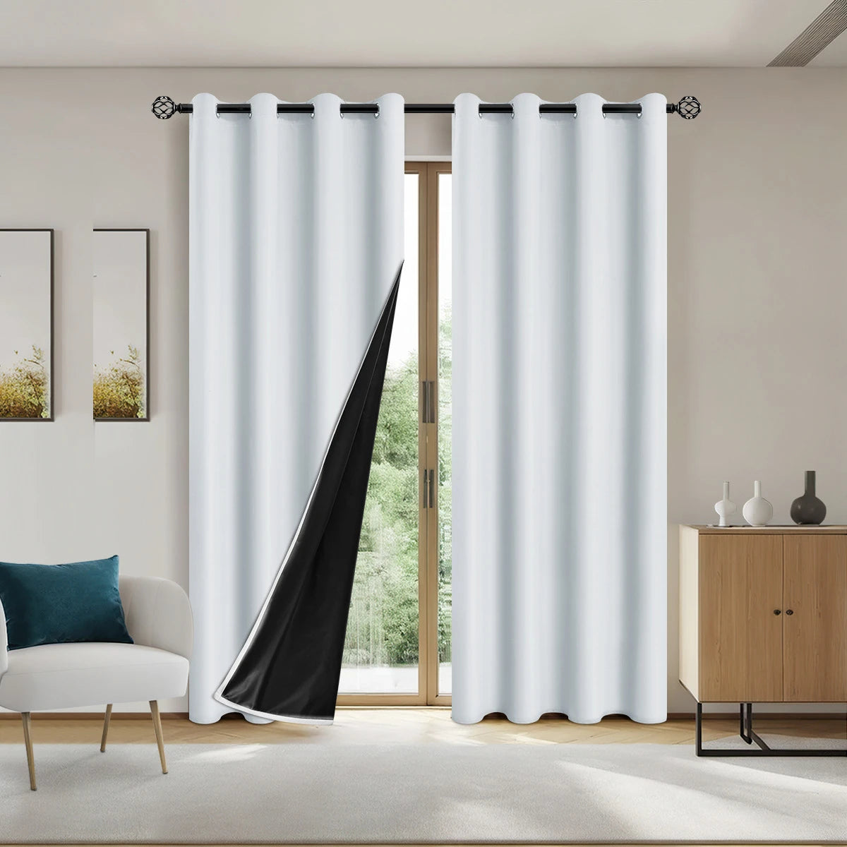 1panel Solid 100% Blackout Curtains with Grommets, Total Privacy Drapes for Bedroom, Living Room, Home Decor.