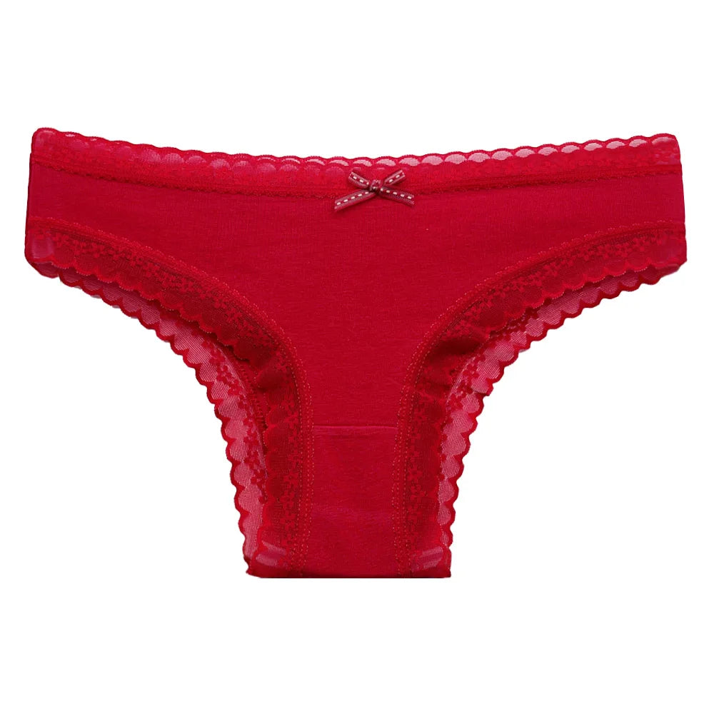 5 Pcs/Set Women Cotton Panties Sexy Lace Low Waist Underwear Girls Briefs M-XL.