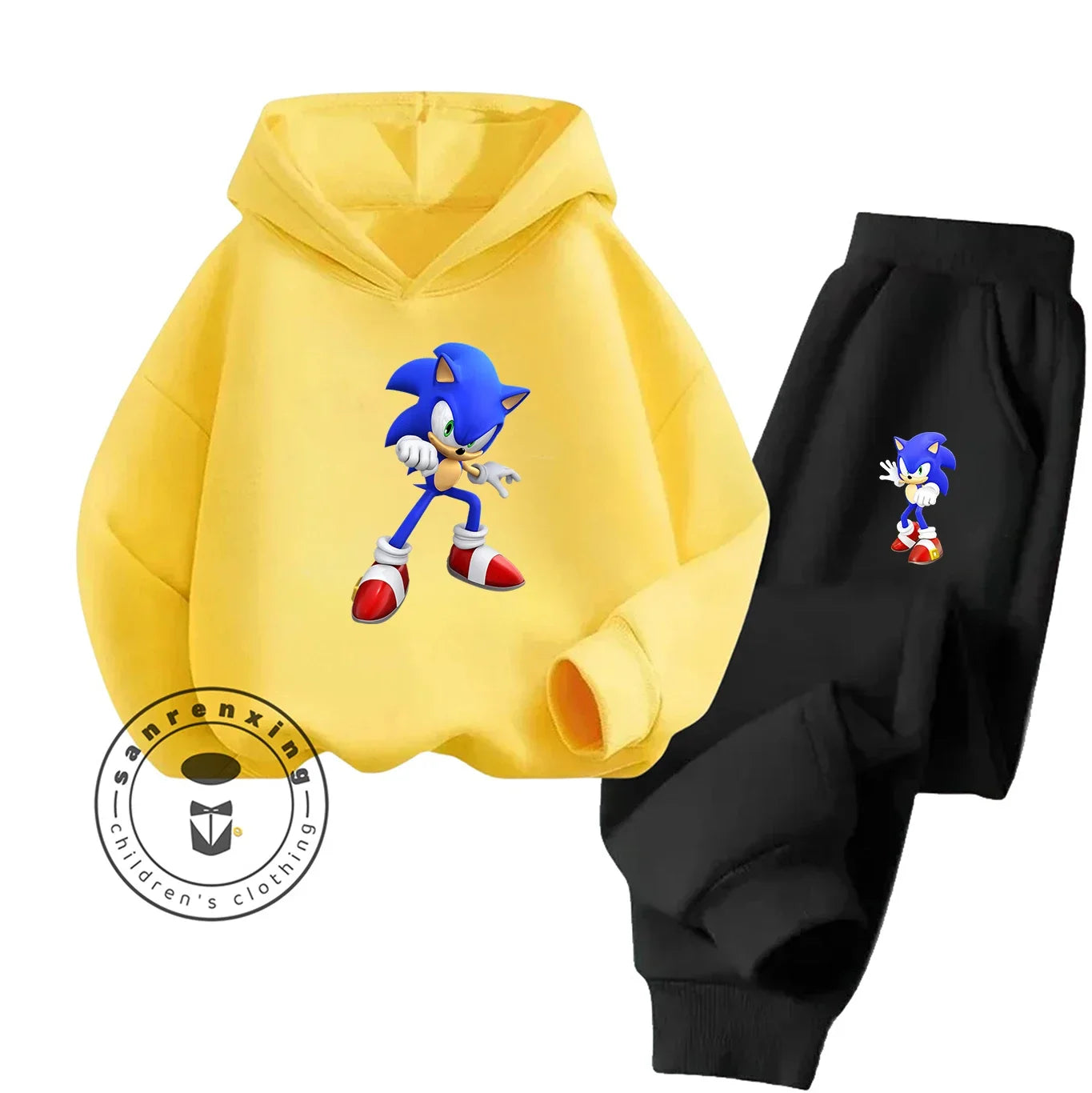 Sonic 2D Cartoon Printed Hoodie Set, 2025 Fashion For Kids, Teens, Boys, Girls Casual Autumn Winter wear.