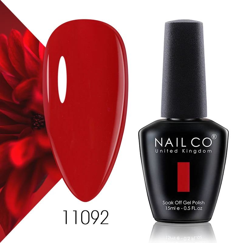 NAILCO 15ml Color Gel Nail Polish Soak Off, Hybrid Varnishes Manicure, UV&LED Nail Gel Semi Permanent Lacquer Base Top Coat.