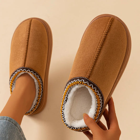 Women's Slippers Boots Fashion, Fuzzy Fur Anti-slip Soft Sole.