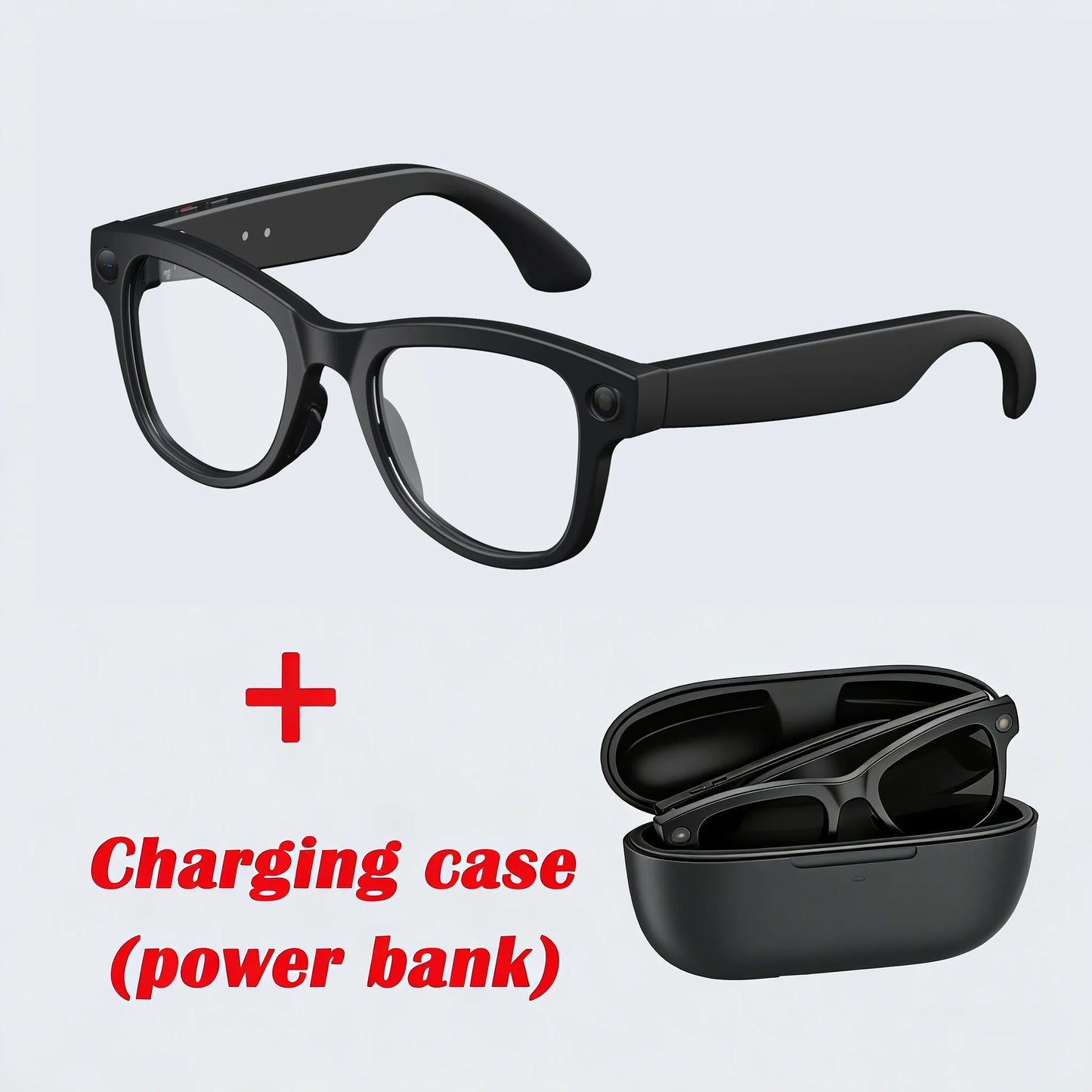 M02 AI Smart Glasses 8MP Camera, Video Recording,100+Languages Translation Sunglasses, Bluetooth Call, Music Play, with Charging Box.